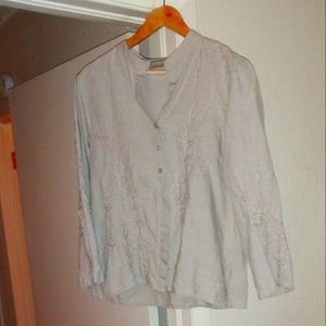 Liz Claiborne Lizwear Top 100% Linen Size Large
